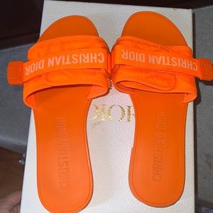 Dior neon orange slides